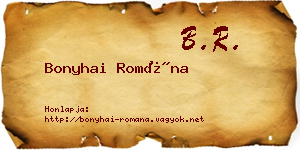 Bonyhai Romána névjegykártya